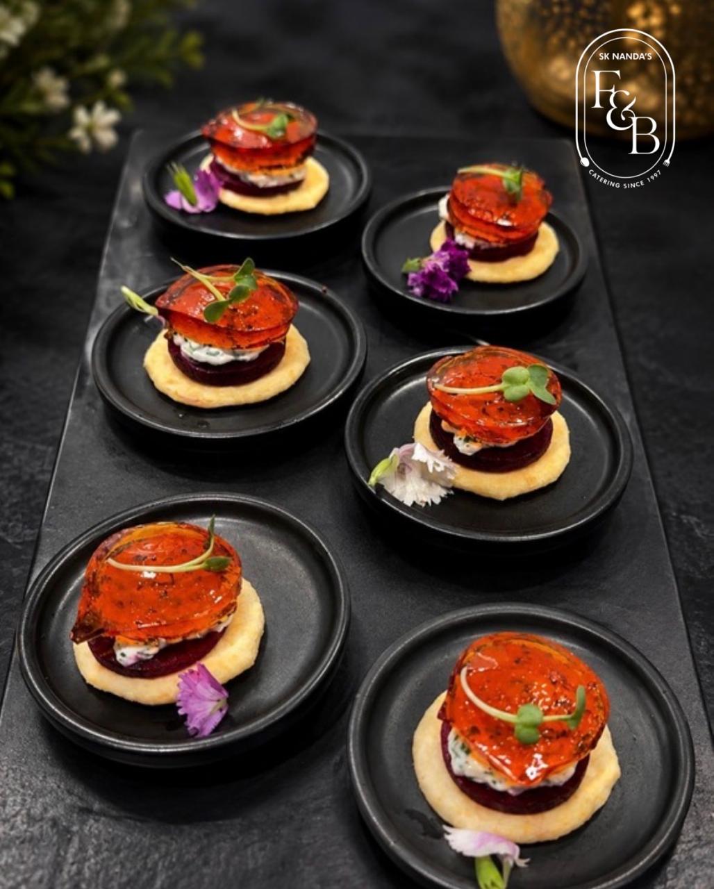 Beetroot & Goat Cheese Canapés at SK Nanda F&B